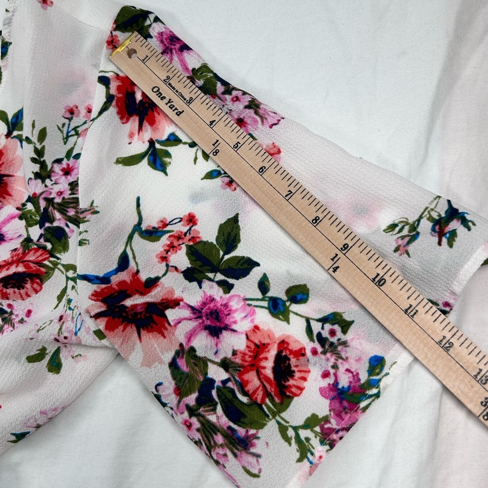 TRIXXI Floral Boho Romper Shorts Kimono Sleeve Surplice Tie Back XXL Fits XL - Picture 6 of 13